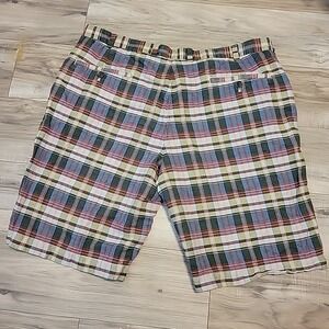 Brooks Brothers Shorts Mens 40W Plaid‎ Baird McNutt Linen Blend Bermuda
